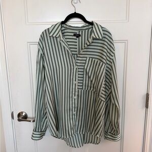Rails Spencer Sage Green Striped Button-Up Shirt